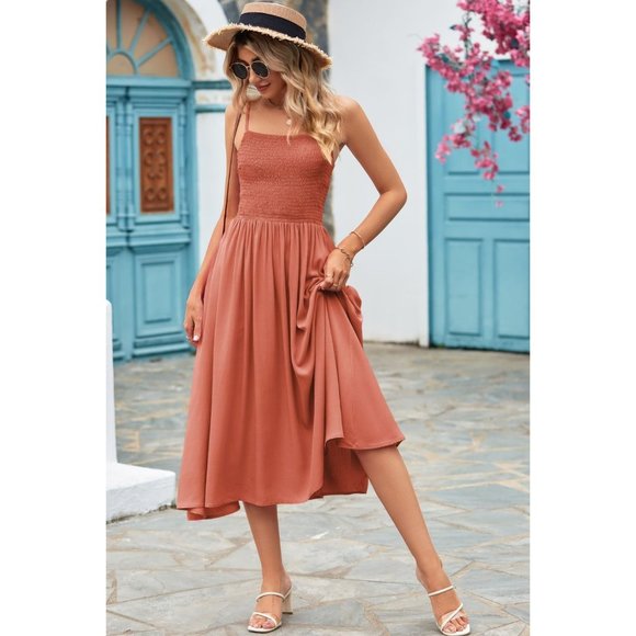 Smocked Spaghetti Strap Midi Dress - Picture 15 of 16